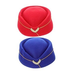 Flight Attendant Red and Blue Women's Hat Set
